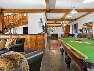 The Homestead Event and Wedding Venue, Eagle Ridge Country Estate, rustic lounge, pool table