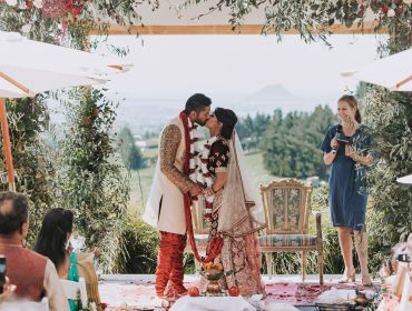 Eagle Ridge Country Estate, Wedding Venue, kissing bride and groom at ceremony